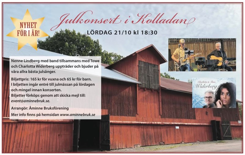 Julkonsert i Kolladan 21 oktober med Lindbergarna och Widerbergs